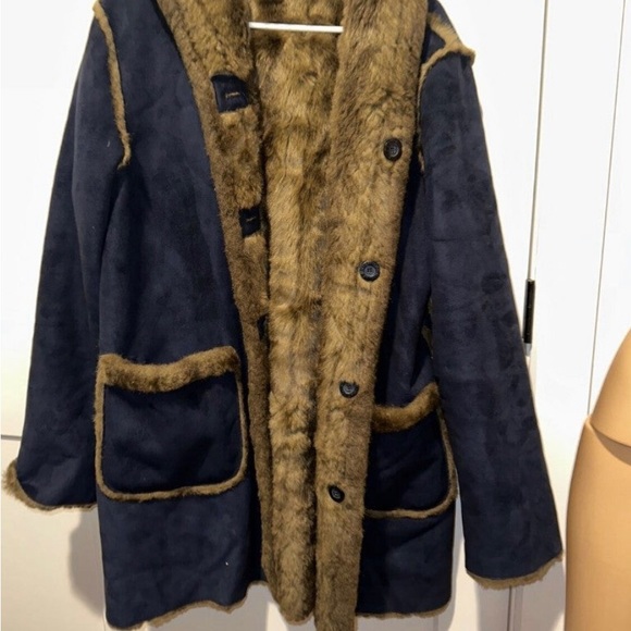 Dennis Basso reversible faux fur hooded coat size large - Picture 5 of 6